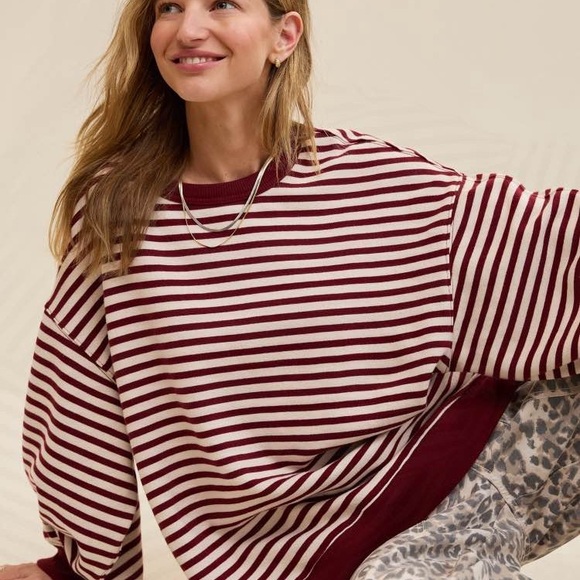 aerie Sweaters - NWT Aerie Burgundy and White Striped Sweater